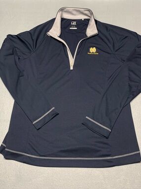 Cutter & Buck Navy and Gray Quarter-Zip Notre Dame Pullover